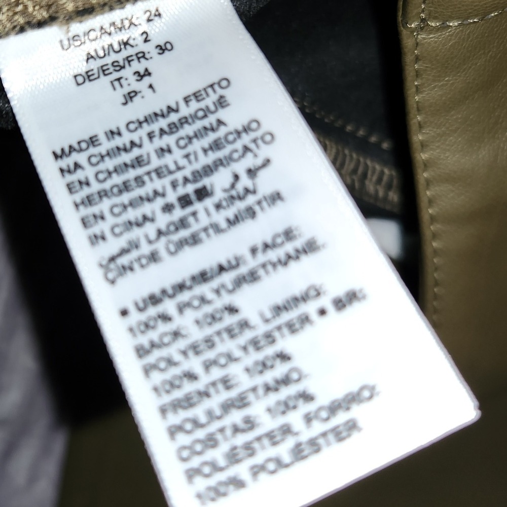 The Drop Faux Leather Pants Olive Green Capers Olive Women's Size 24 - Picture 7 of 10